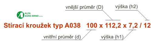 Označení - Stírací kroužky - typ A038 Označení - Stírací kroužky - typ A038